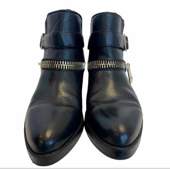 Zara black ankle booties gold buckle zipper - Picture 4 of 8